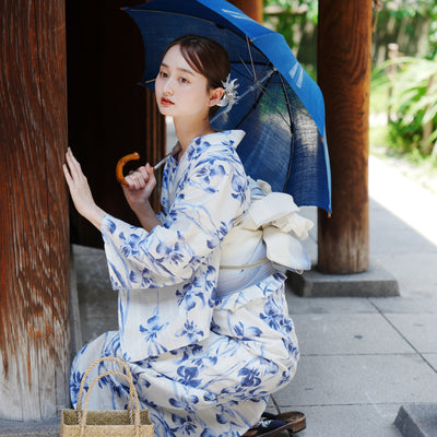 Acka utatane 浴衣 4点セット utatane×Acka.］鮫小紋と菖蒲 ivory 浴衣4set – Acka online store