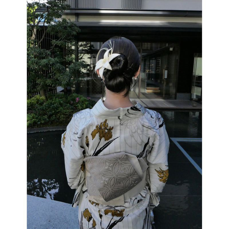 Acka.×utatane 浴衣4点セット ( 浴衣・帯2点・下駄 ) 菖蒲と糸菊