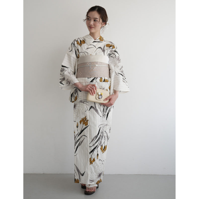 Acka.×utatane 浴衣4点セット ( 浴衣・帯2点・下駄 ) 菖蒲と糸菊