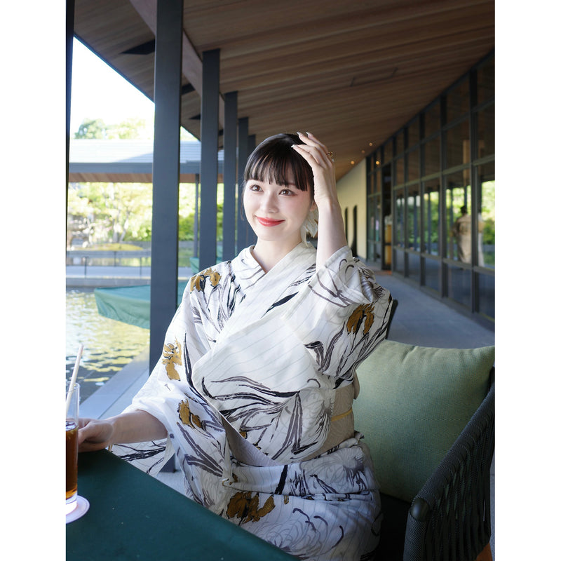 acka 浴衣 帯セット Acka.×utatane 浴衣4点セット ( 浴衣・帯2点・下駄 ) 菖蒲と糸菊