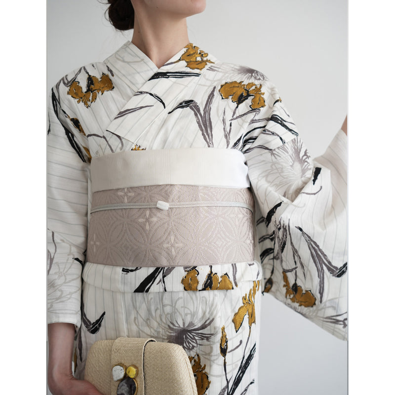 Acka.×utatane 浴衣4点セット ( 浴衣・帯2点・下駄 ) 菖蒲と糸菊