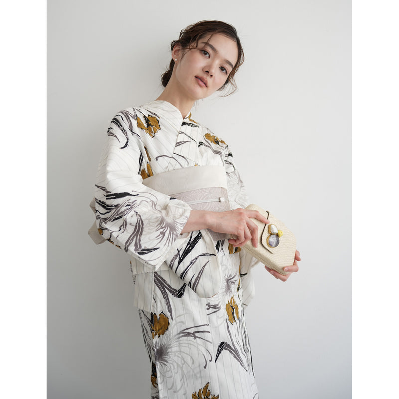 Acka.×utatane 浴衣4点セット ( 浴衣・帯2点・下駄 ) 菖蒲と糸菊