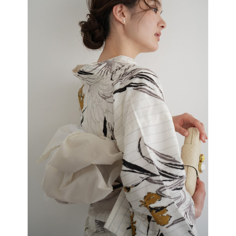 Acka.×utatane 浴衣4点セット ( 浴衣・帯2点・下駄 ) 菖蒲と糸菊