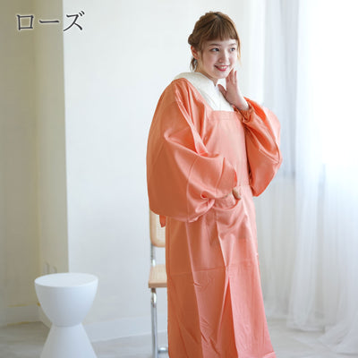 【ロング割烹着 収納ポーチ付】撥水 日本製生地 M・Lサイズ 着物エプロン・かっぽう着 和装小物（5117600101）【取り寄せ品】