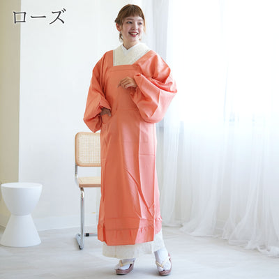 【ロング割烹着 収納ポーチ付】撥水 日本製生地 M・Lサイズ 着物エプロン・かっぽう着 和装小物（5117600101）【取り寄せ品】