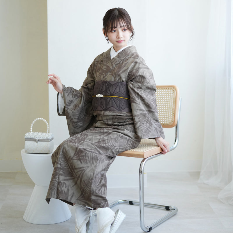 着物 単品 utatane ファブリック着物 日本製 単衣着物 アースカラーサファリ 茶 （5132605100）