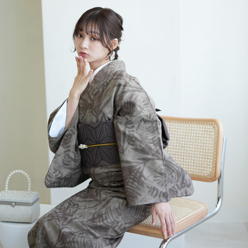着物 単品 utatane ファブリック着物 日本製 単衣着物 アースカラーサファリ 茶 （5132605100）