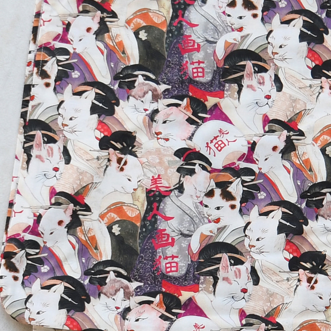 ニコアンティーク 単衣着物 美人画猫】 着物 単品 レトロ レディース
