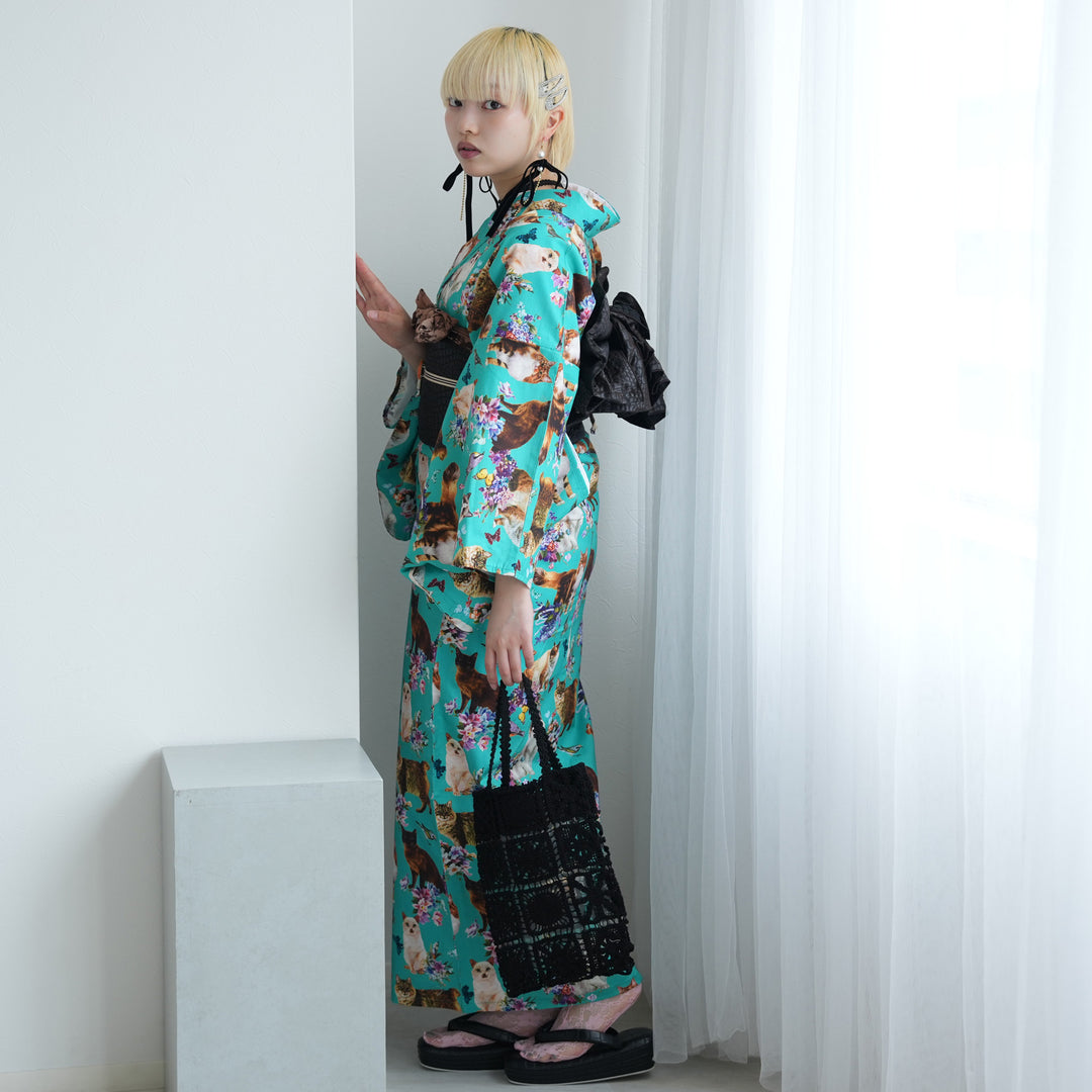 ニコアンティーク 単衣着物 CATサンクチュアリ】着物 単品 レトロ