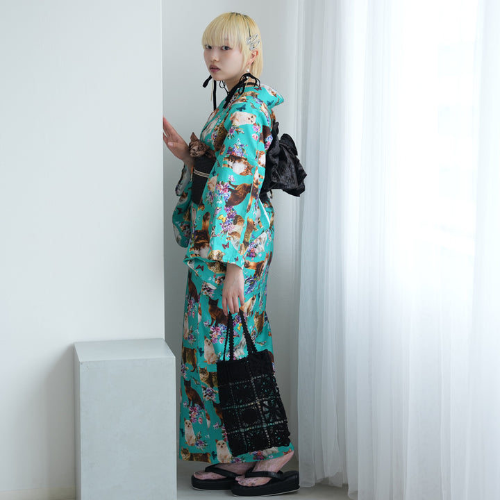 ニコアンティーク 単衣着物 CATサンクチュアリ】着物 単品 レトロ