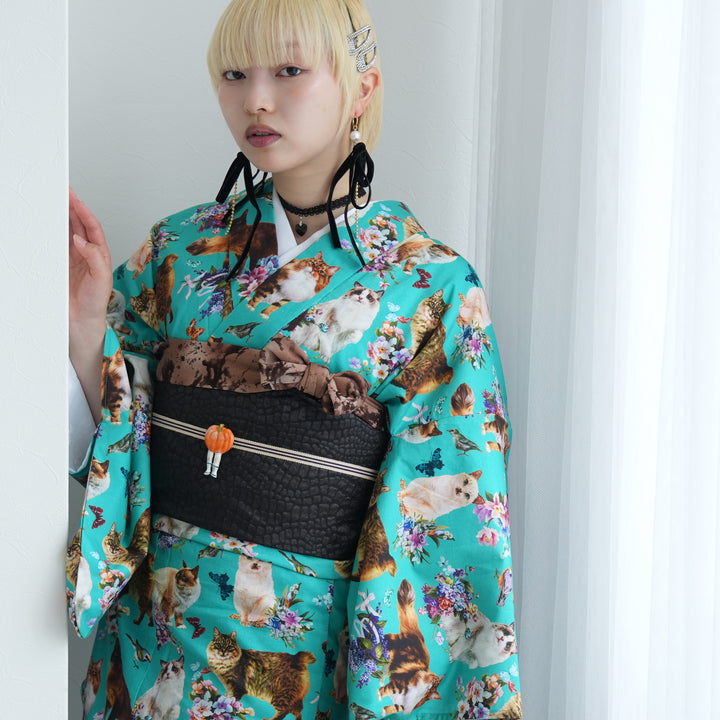 ニコアンティーク 単衣着物 CATサンクチュアリ】着物 単品 レトロ