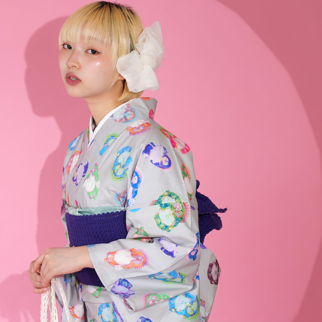 ニコアンティーク 単衣着物 アレキサンドライト・タヌキ】着物 単品