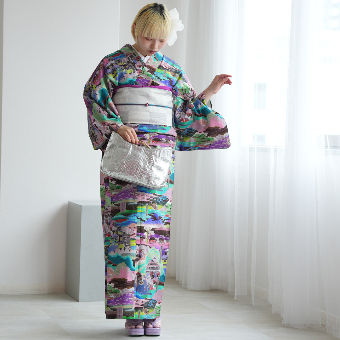 ニコアンティーク 単衣着物 ビュースポット】着物 単品 レトロ
