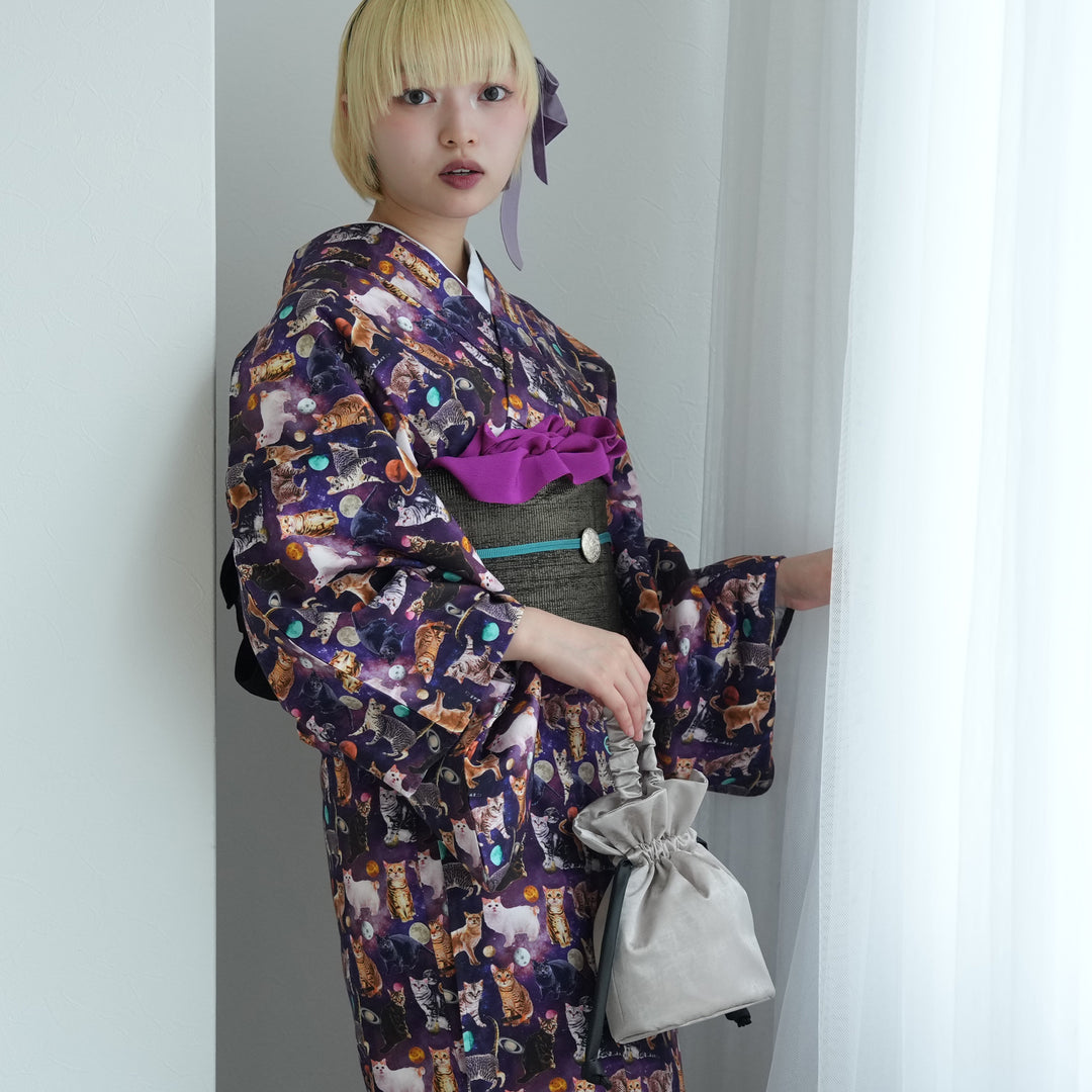 ニコアンティーク 単衣着物 デイドリームキャット】 着物単品 レトロ