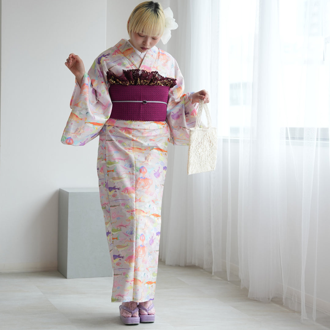 ニコアンティーク 単衣着物 シュガーフィッシュ】着物 単品 レトロ