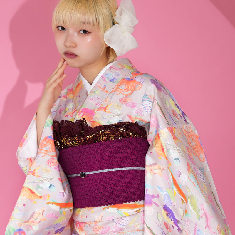 ニコアンティーク 単衣着物 シュガーフィッシュ】着物 単品 レトロ