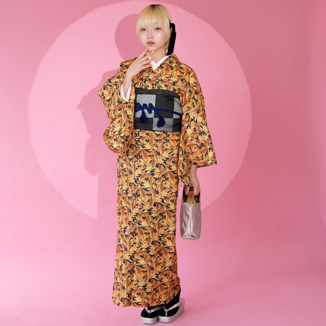 ニコアンティーク 単衣着物 ヒャッコヤコウ】着物 単品 レトロ