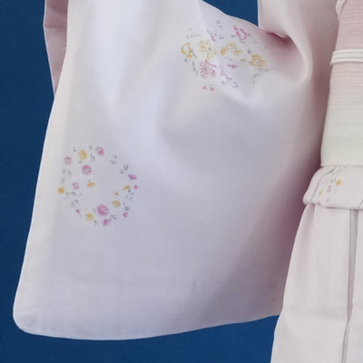 着物 単品 袷着物 洗える着物 撫子色に花小紋 ピンク （5144607101）