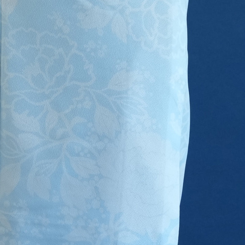 着物 単品 袷着物 洗える着物 白藍の牡丹小紋 ブルー （5144607701）