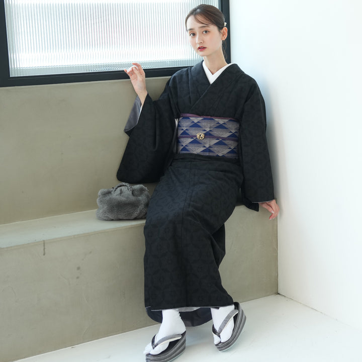 小紋　袷　黒地　から絞り加工 5146604000_720x.jpg?v=1727673740