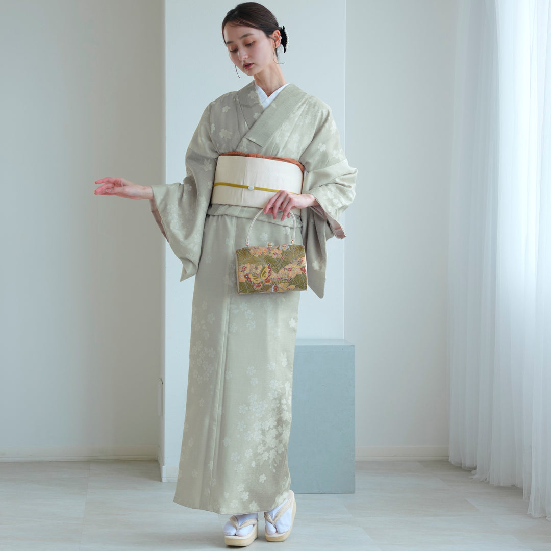 袷着物単品 ニコアンティーク 花霞】仕立て上がり 日本製 花柄 街着