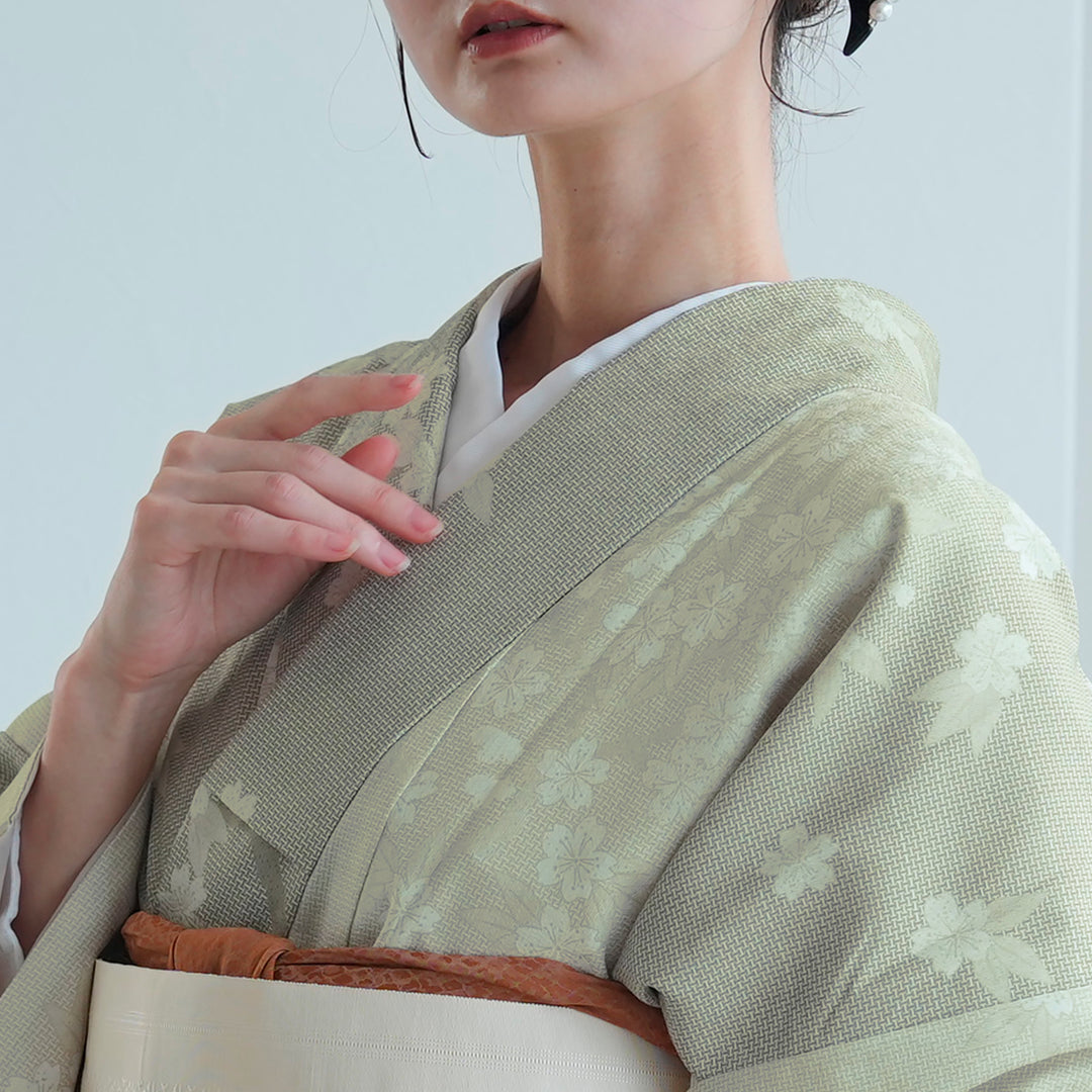 袷着物単品 ニコアンティーク 花霞】仕立て上がり 日本製 花柄 街着