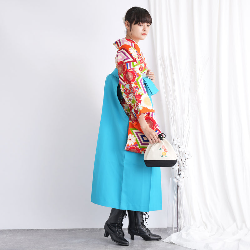 【リサイクル着物】二尺袖着物 単品  販売品 中古 USED 袴用 短丈 JAPAN STYLE×中村里砂 オレンジ 古典  卒業式 （5175610900）【中古販売】