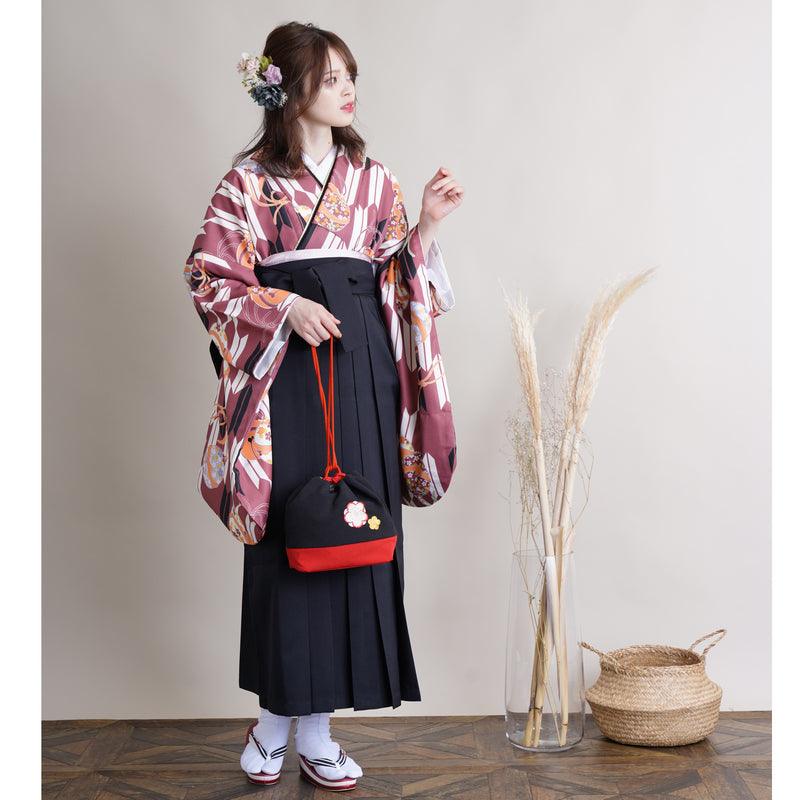 【リサイクル着物】二尺袖着物 単品  販売品 中古 USED 袴用 短丈  矢絣 古典 卒業式 （5175618500）【中古販売】