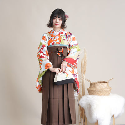 【リサイクル着物】二尺袖着物 単品  販売品 中古 USED 袴用 短丈 菊 亀甲  卒業式 ひよこ商店 （5175633000）【中古販売】