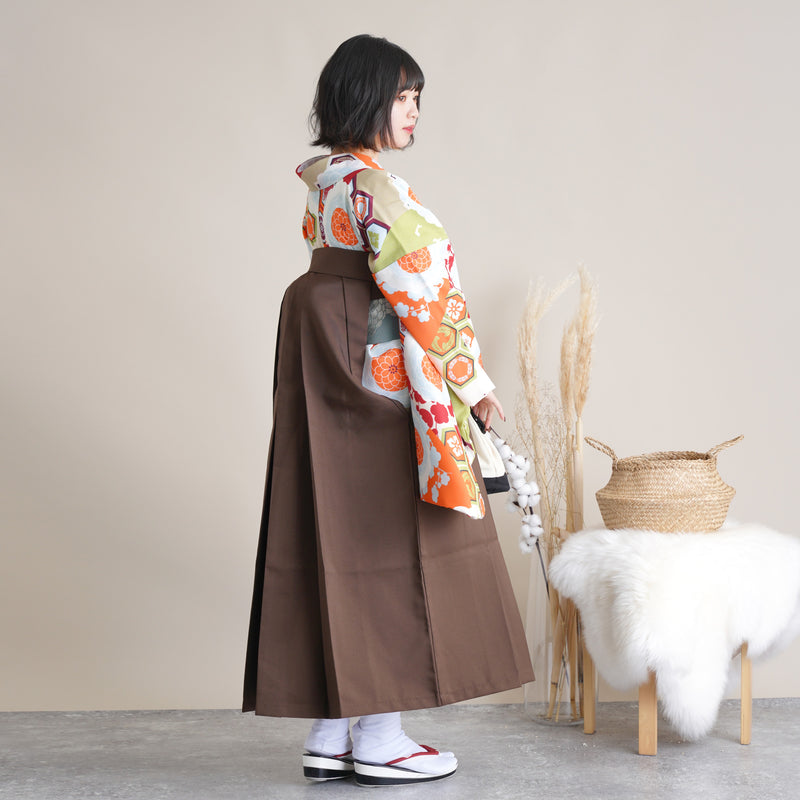 【リサイクル着物】二尺袖着物 単品  販売品 中古 USED 袴用 短丈 菊 亀甲  卒業式 ひよこ商店 （5175633000）【中古販売】