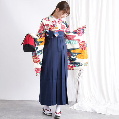 【リサイクル着物】二尺袖着物 単品  販売品 中古 USED 袴用 短丈 菊 雲取  卒業式 ひよこ商店 （5175633200）【中古販売】