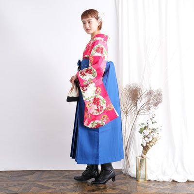 【リサイクル着物】二尺袖着物 単品  販売品 中古 USED 袴用 短丈 市松 牡丹  卒業式 ひよこ商店 （5175645400）【中古販売】