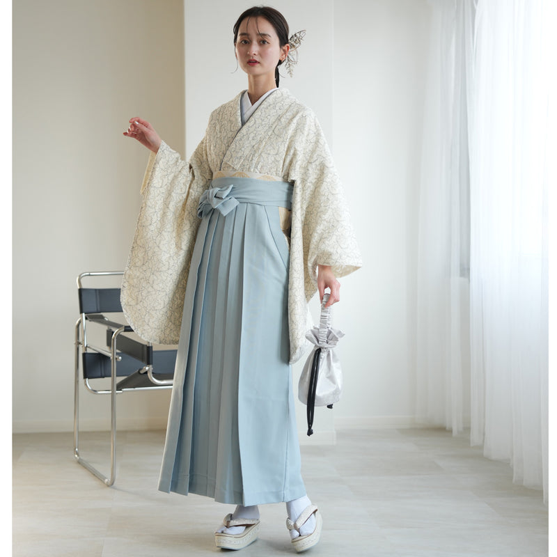 【リサイクル着物】二尺袖着物 単品  販売品 中古 USED 袴用 短丈 レース アイボリー 卒業式 （5175682800）【中古販売】