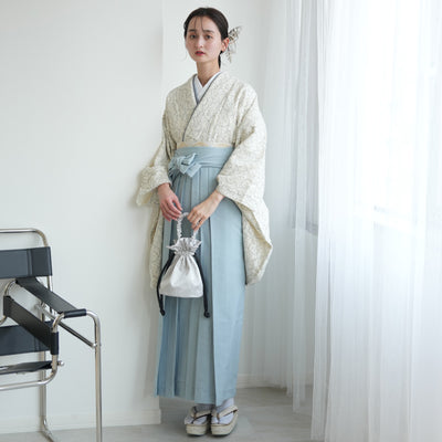 【リサイクル着物】二尺袖着物 単品  販売品 中古 USED 袴用 短丈 レース アイボリー 卒業式 （5175682800）【中古販売】