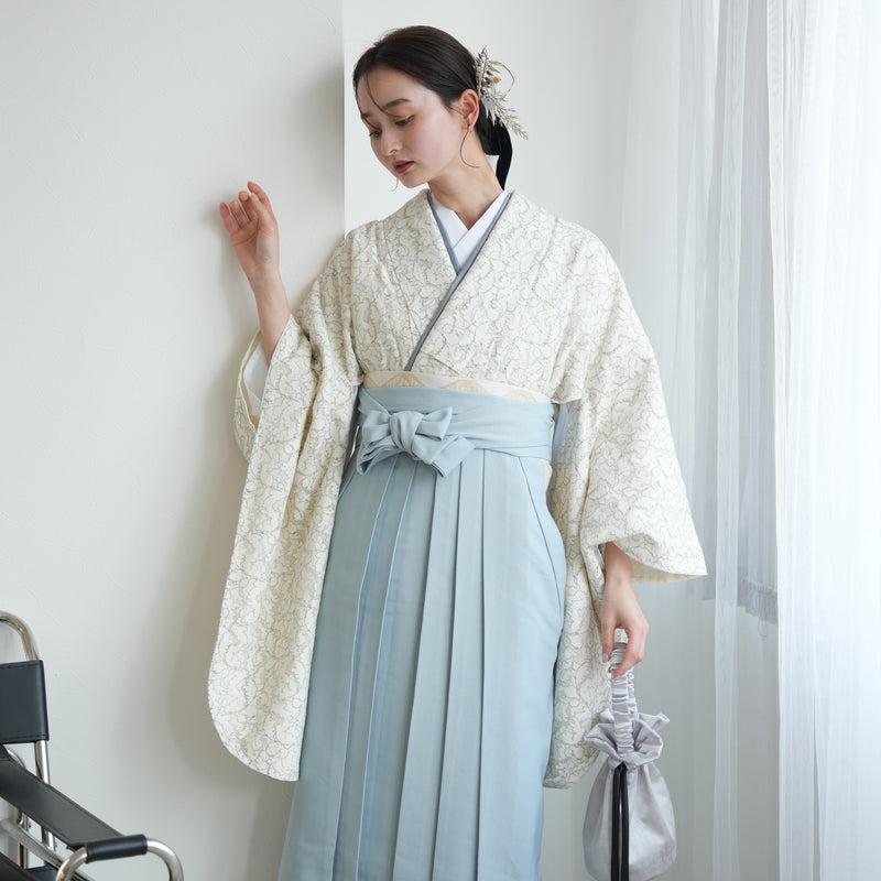 【リサイクル着物】二尺袖着物 単品  販売品 中古 USED 袴用 短丈 レース アイボリー 卒業式 （5175682800）【中古販売】