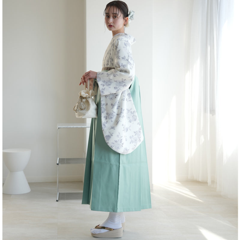 【リサイクル着物】二尺袖着物 単品  販売品 中古 USED 袴用 短丈 アイボリー バラ 卒業式 （5175684100）【中古販売】