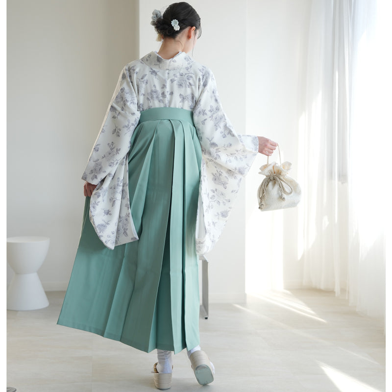 【リサイクル着物】二尺袖着物 単品  販売品 中古 USED 袴用 短丈 アイボリー バラ 卒業式 （5175684100）【中古販売】