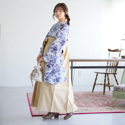 袴 2点セット 2尺袖着物 utatane 卒業式 販売 袴91-99cm（身長153-170cm）重ね衿縫い付済 （5178686301）