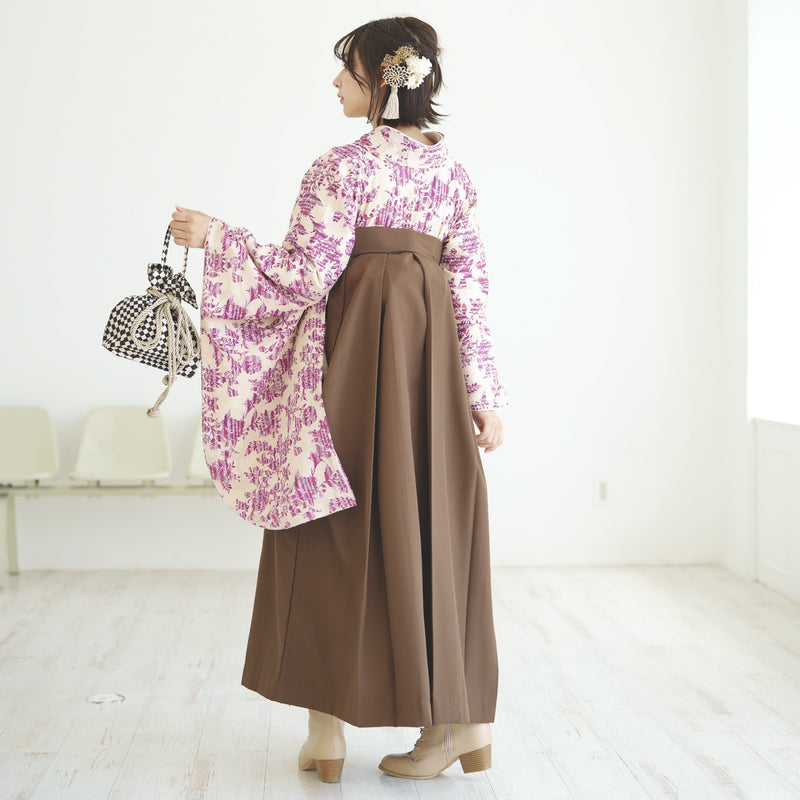 袴 2点セット 2尺袖着物 utatane 卒業式 販売 袴91-99cm（身長153-170cm）重ね衿縫い付済 （5178706401）