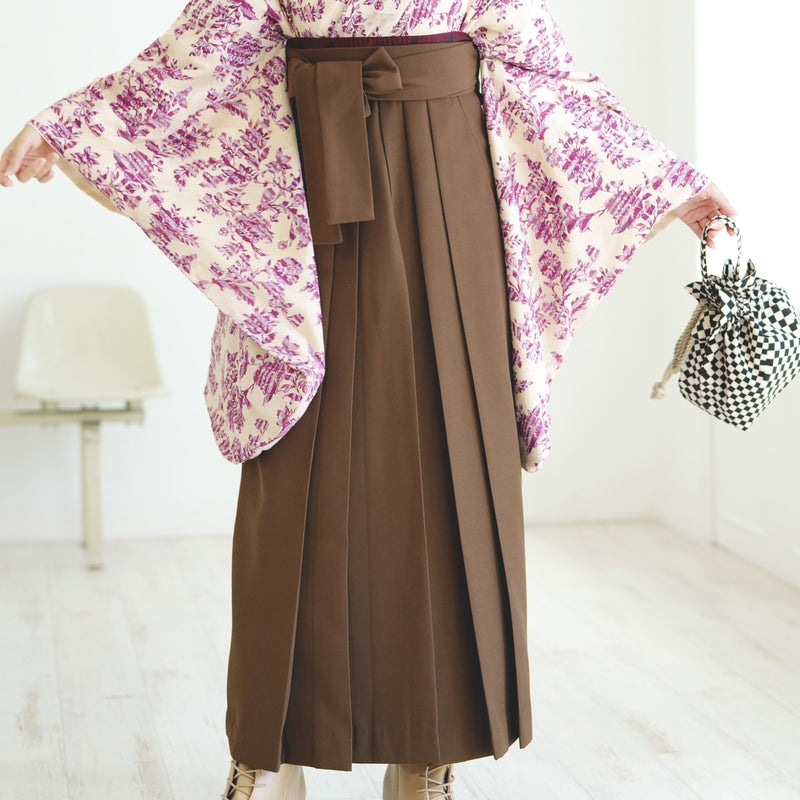袴 2点セット 2尺袖着物 utatane 卒業式 販売 袴91-99cm（身長153-170cm）重ね衿縫い付済 （5178706401）