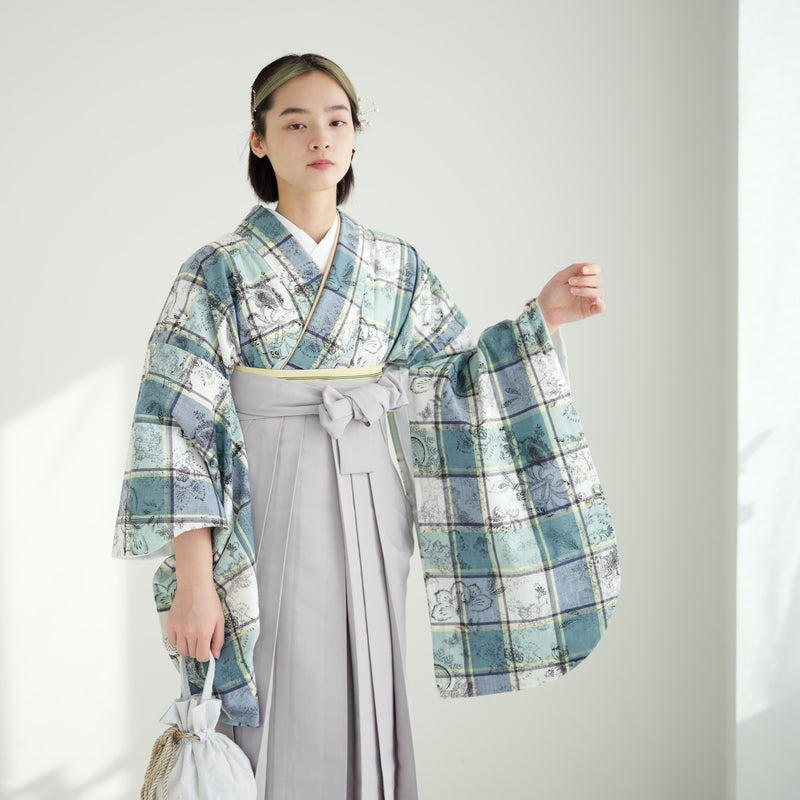 袴 2点セット 2尺袖着物 utatane 卒業式 販売 袴91-99cm（身長153-170cm）重ね衿縫い付済 （5178708001）