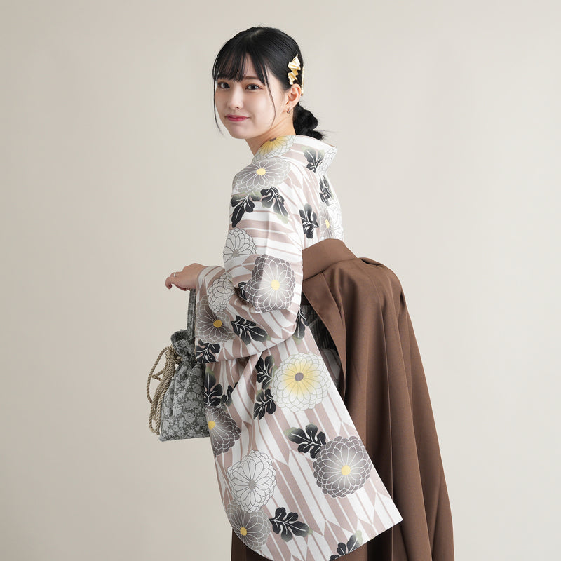 袴 2点セット 2尺袖着物 ニコアンティーク 卒業式 販売 袴91-99cm（身長153-170cm）重ね衿縫い付済 （5178714802）