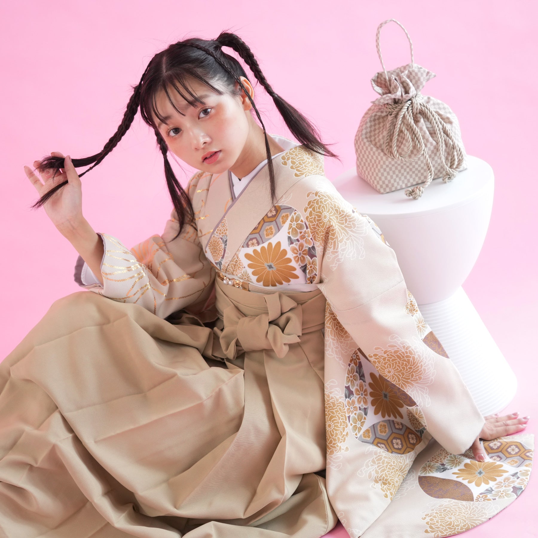 袴 2点セット 2尺袖着物 ひよこ商店 卒業式 販売 袴91cm(身長153