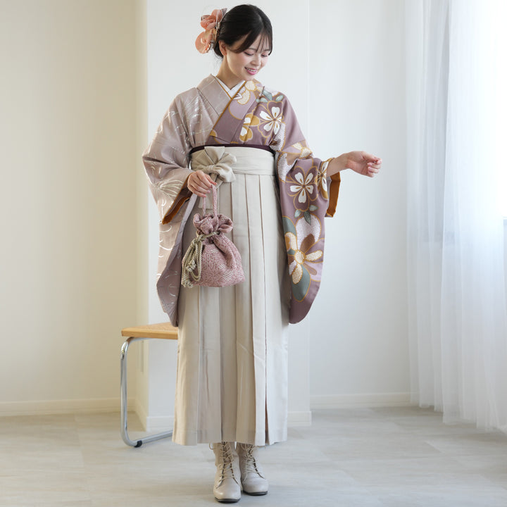 【utatane】ひよこ商店 二尺袖(重ね襟縫い付け済み） レンタル】 袴 17点セット ひよこ商店 二尺袖着物 レトロポップ