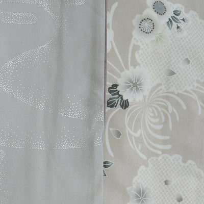 袴 2点セット 2尺袖着物 ひよこ商店 卒業式 販売 袴91cm（身長153-158cm） 半身 アイスグレー銀彩×グレージュ雪輪 重ね衿縫い付済 （5178721011）