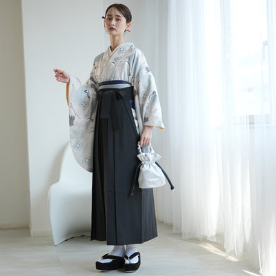 袴 2点セット 販売品 2尺袖着物  袴91cm（身長153-158cm）ミント吉祥鶴 重ね衿縫い付済 ひよこ商店 卒業式にも（5178725311）