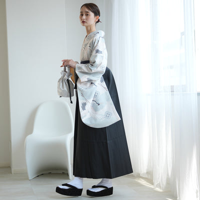 袴 2点セット 販売品 2尺袖着物  袴91cm（身長153-158cm）ミント吉祥鶴 重ね衿縫い付済 ひよこ商店 卒業式にも（5178725311）