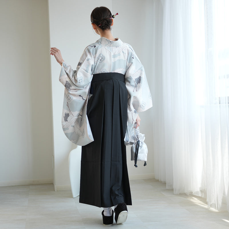 袴 2点セット 販売品 2尺袖着物  袴91cm（身長153-158cm）ミント吉祥鶴 重ね衿縫い付済 ひよこ商店 卒業式にも（5178725311）
