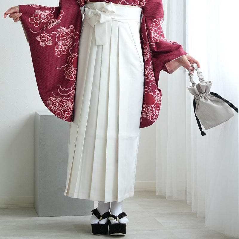 袴 2点セット 販売品 2尺袖着物  袴91cm（身長153-158cm）えんじの絞り柄 重ね衿縫い付済 ひよこ商店 卒業式にも（5178725611）