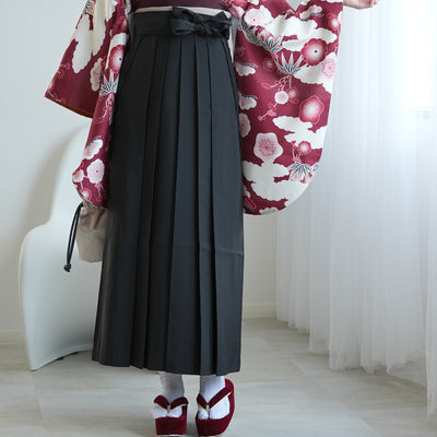 袴 2点セット 販売品 2尺袖着物  袴91cm（身長153-158cm）元禄梅模様 えんじ 重ね衿縫い付済 ひよこ商店 卒業式にも（5178725711）